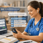 AI tutor helping a nursing student study for the NCLEX exam using a mobile app