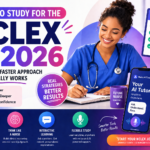 Nursing student studying for NCLEX 2026 using AI tutor app with smart study strategies and interactive learning tools